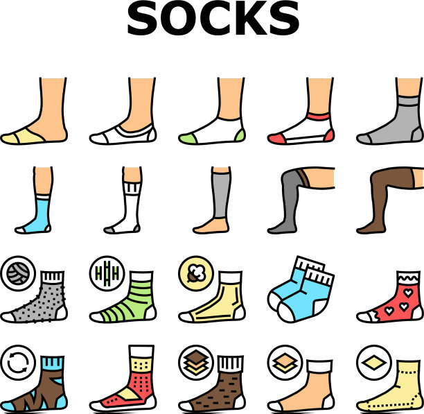 袜子面料配件系列图标集图片下载