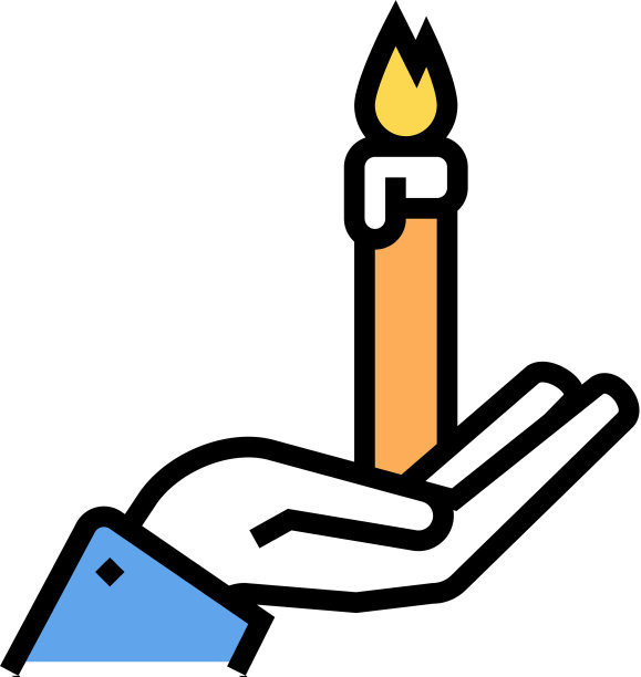 手握燃烧的蜡烛颜色图标图片下载
