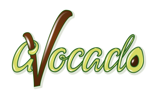 牛油果书法配水果。现代的手写的铭文。鳄梨标志字体。图片下载