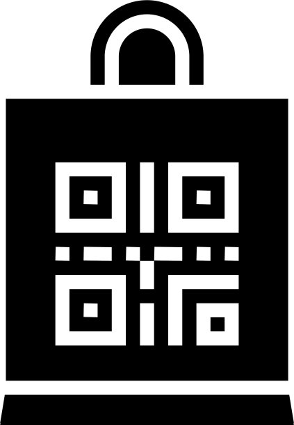 Qr码上的商店袋字形图标隔离图片下载