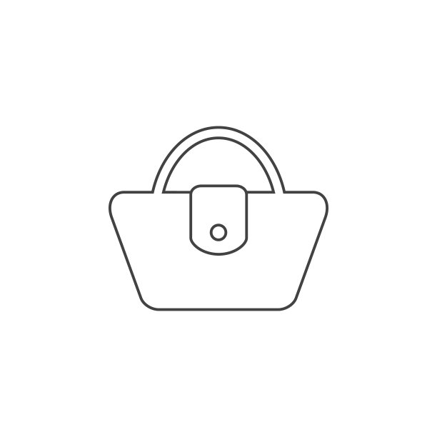手提袋线图标向量。简单填满女人手提袋的标志图片下载