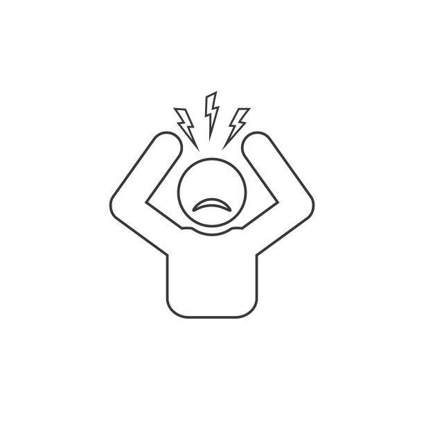 头痛字形线图标。轮廓的象征。愤怒和愤怒。挫折。神经紧张。侵略。职业压力。情绪压力的症状。负空间。向量图片下载