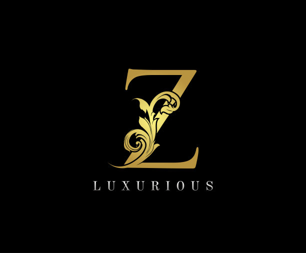黄金Z奢侈标志图标，纹章字母标志设计。图片下载