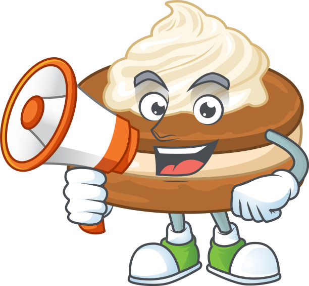 一张带着扩音器的白色奶油色alfajor照片图片下载