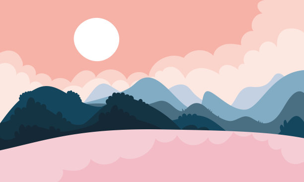 美丽的日本景观平面卡通插图。图片下载