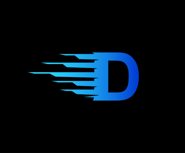 快速运动D字母图标设计。图片下载