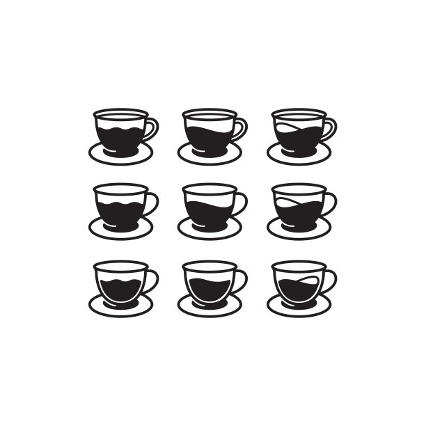 饮料玻璃图标，茶杯图标在时尚的扁平风格图片下载