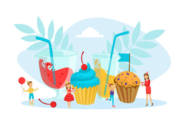 孩子们庆祝生日可爱的小男孩和小女孩图片下载