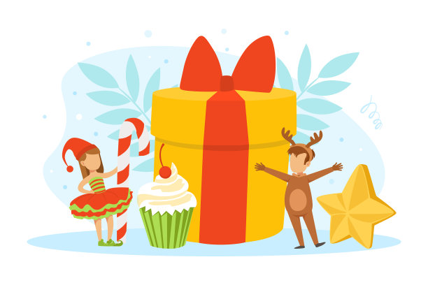 圣诞快乐，可爱的孩子们在庆祝图片下载