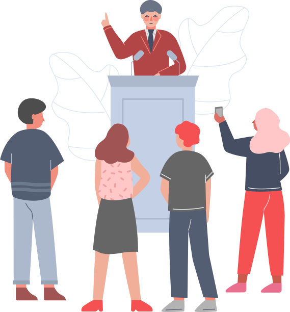 商人站在讲台后演讲图片下载
