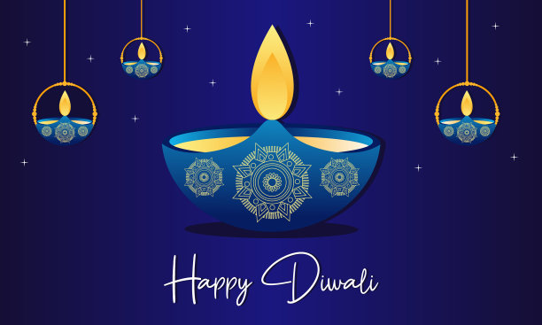 扁平设计的排灯节灯光图片下载