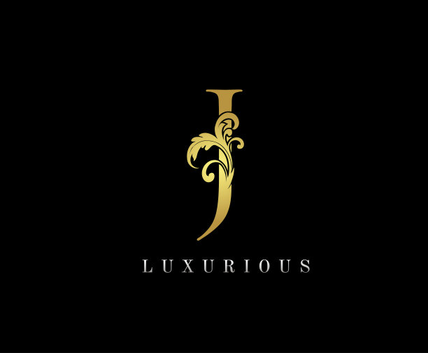 经典黄金J字母图标矢量设计。图片下载