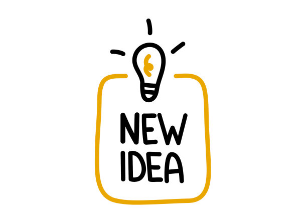 新想法，带有灯泡的黄色语音泡泡图片下载