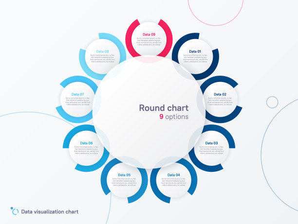 矢量圆信息图分为图表模板九部分图片下载