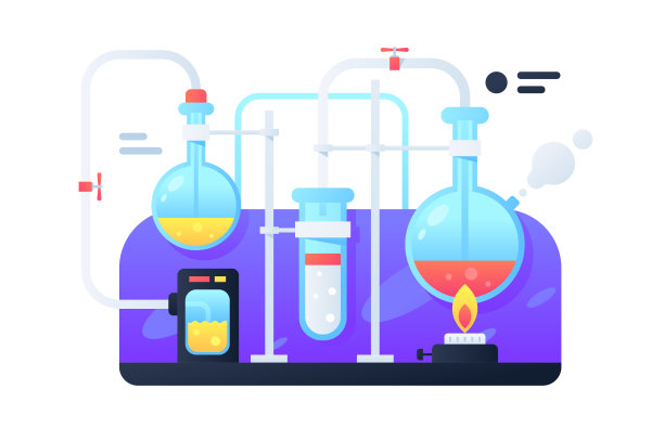 用于化学转化的现代液体烧瓶。图片下载