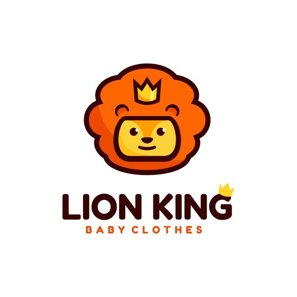 矢量插图狮子王简单吉祥物风格。图片下载