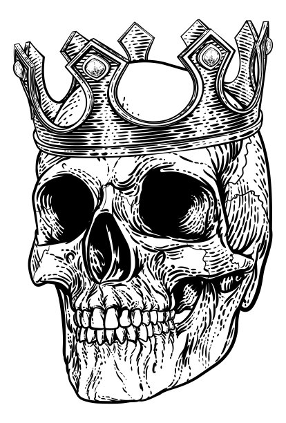 戴着皇家皇冠的骷髅王图片下载