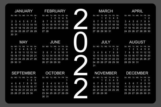 日历2022年。一周从周日开始。图片下载