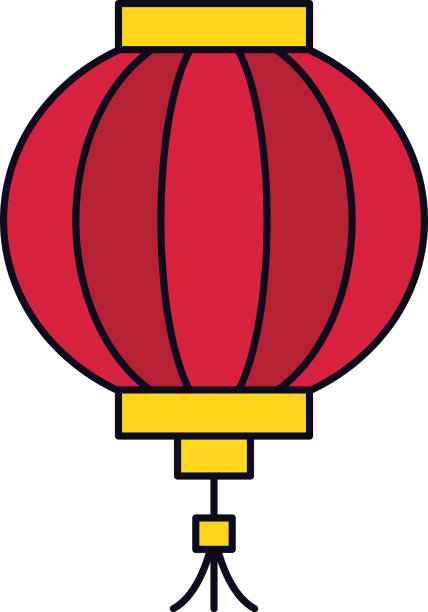 中国灯笼图标线条和填充风格图片下载
