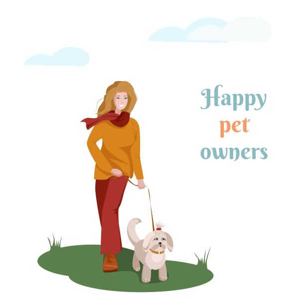 快乐的女孩和她的狗散步图片下载