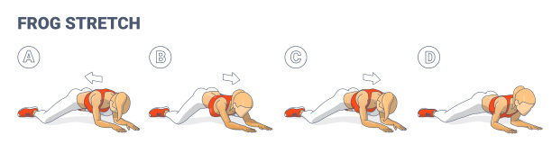 青蛙伸展运动为女性家庭锻炼放松指导图片下载