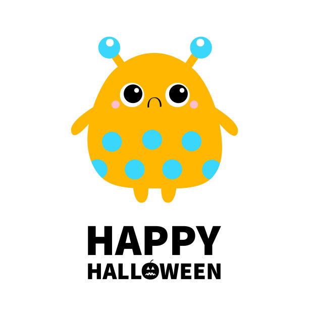 万圣节快乐，两只眼睛的橙色怪物图片下载