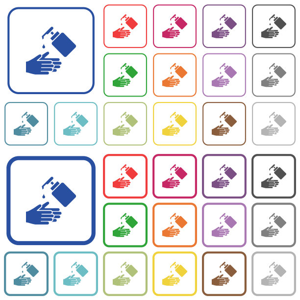 用液体肥皂洗手时，用扁平的颜色标出图标图片下载