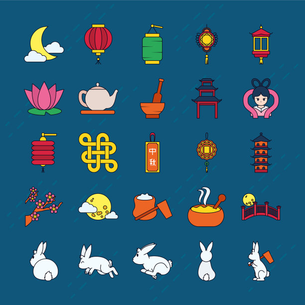 图标设置中秋和东方护身符线图片下载