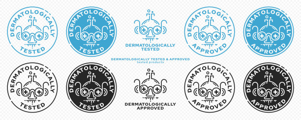 概念-皮肤病学测试烧瓶科学家与眼镜与医学十字架是皮肤病研究的象征。向量图片下载