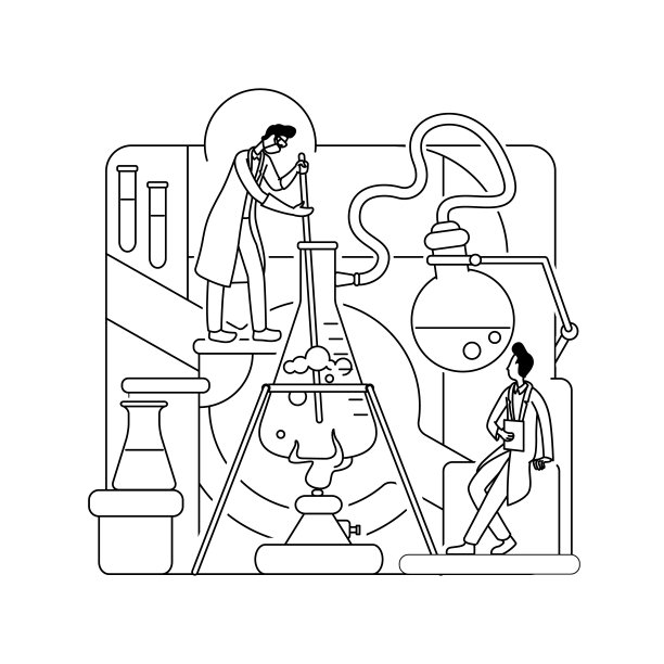 化学研究细线矢量图概念图片下载