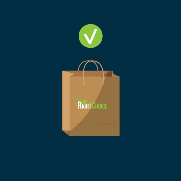 生态纸袋上刻有正确的选择和检查标记。环保购物。没有塑料。污染问题的概念图片下载
