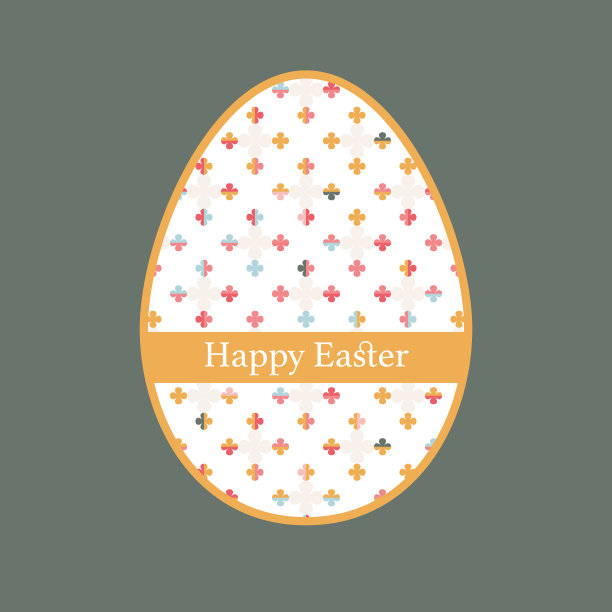 复活节快乐贺卡与鸡蛋插图三叶草好运。图片下载