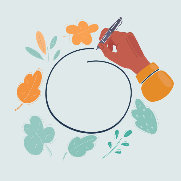 手绘椭圆的卡通插图。注意，突出重要信息。本空间的地方。人手用笔在白色上画圈。图片下载