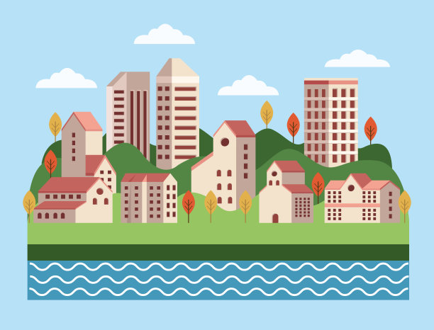 建筑和河图片下载