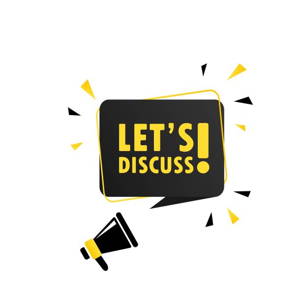 让年代讨论。扩音器上有“让我们一起讨论”的演讲标语。扬声器。可用于商业，市场营销和广告。让我们来讨论促销文本。向量EPS 10。图片下载