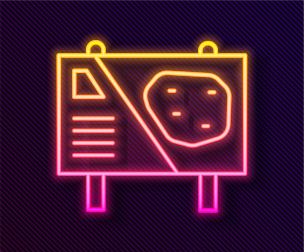 发光的霓虹灯线游乐园广告牌图标图片下载