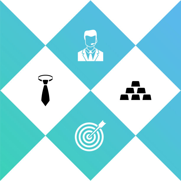 设置领带，目标与箭头，人耳机和金条图标。向量图片下载