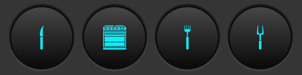 设置刀，烤箱，叉子和烧烤叉图标。向量图片下载