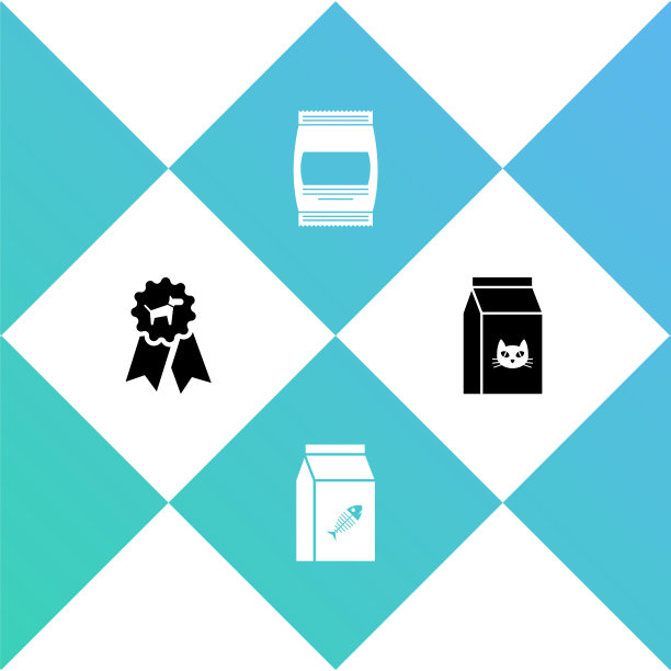 设置狗奖励标志，袋子的食物为猫，和图标。向量图片下载