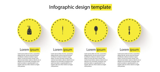 装瓶液体肥皂，注射器，手镜和发刷。业务信息模板。向量图片下载