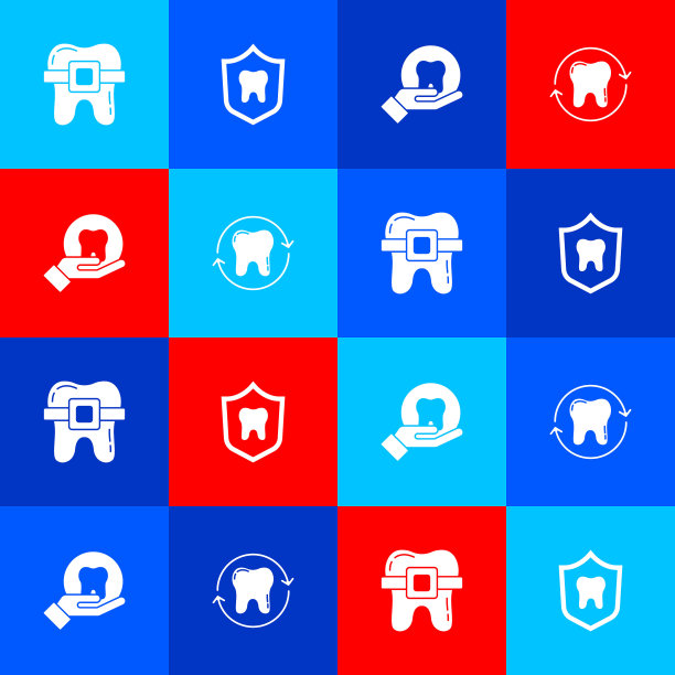 牙套，牙齿保护，牙齿和美白图标。向量图片下载