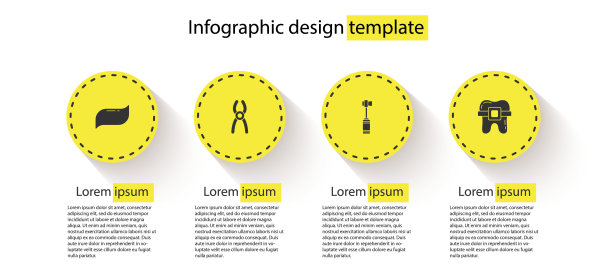 牙膏，牙钳，牙刷和牙齿的支架。业务信息模板。向量图片下载