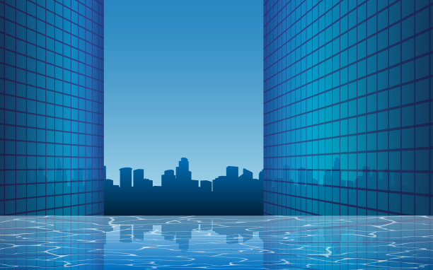 景观游泳池在高层建筑内图片下载