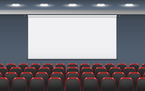 会议室的投影仪、屏幕和椅子图片下载