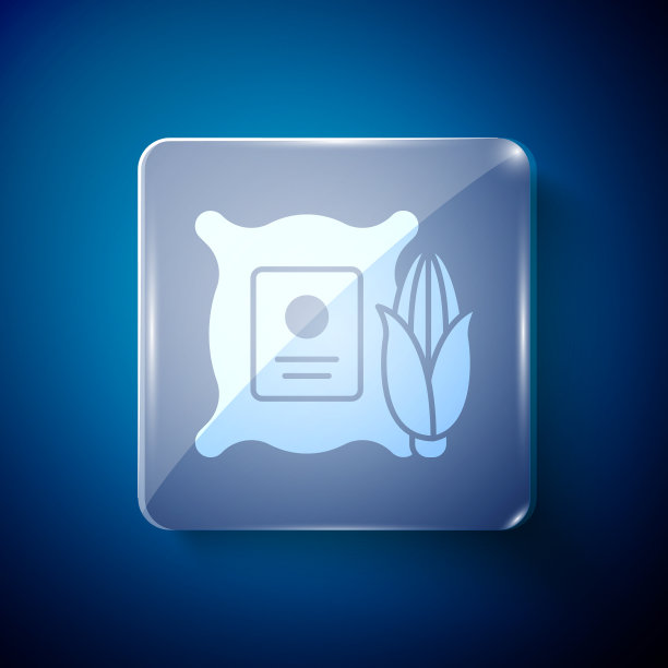 白色玉米袋图标孤立在蓝色图片下载