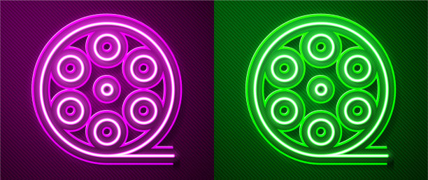 发光的霓虹灯线胶片卷轴图标隔离图片下载