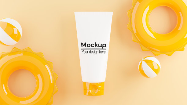 3d渲染防晒霜的模型品牌图片下载