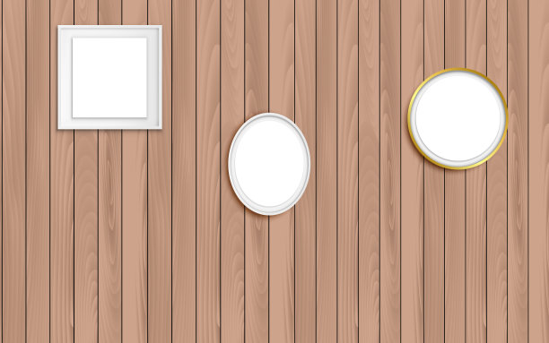 木墙上的空白画框图片下载