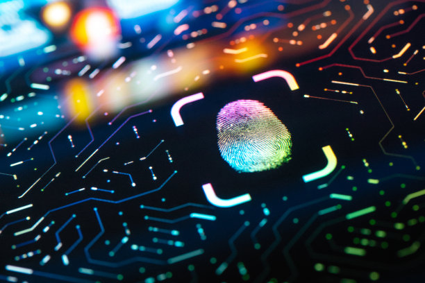 指纹生物识别按钮。数字安全概念图片下载