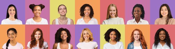 年轻快乐的女学生画像，富有创意的形象图片下载